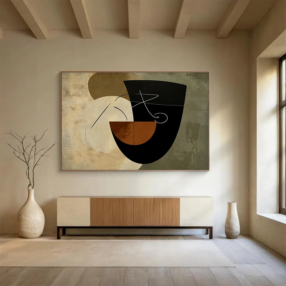 Geometric Neutral Tones Art for Modern Art Museum & Minimalist Café SC484