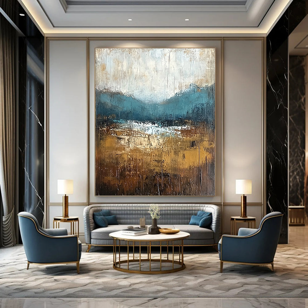 Textured Mountain Landscape Art for Rustic Cabin & Art Gallery Corner STSC093