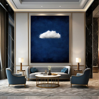 Single White Cloud on Blue 2 Art for Coastal Café & Modern Beach House STSC1404