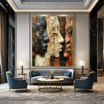 Face Relief Art for Cultural Gallery & Eclectic Home Foyer DLZ1711