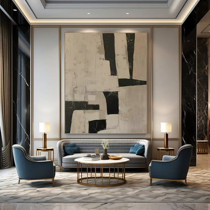 Black - White Geometric Abstract Art for Modern Art Museum & Scandinavian - Style Home DLZ1882