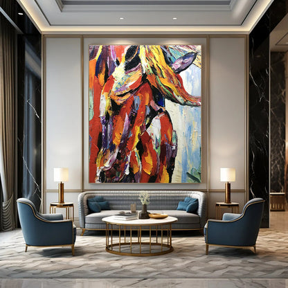 Colorful Animal Impasto Art for Bohemian Living Room & Creative Kids’ Playroom DLZ1279