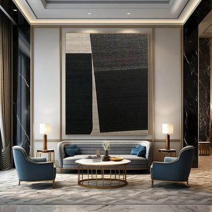 Black - White Geometric Abstract Art for Corporate Office & Home Study DLZ1121