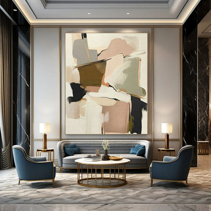 Pink - Brown Geometric Abstract Art for Bridal Boutique & Feminine Home Office DLZ1642
