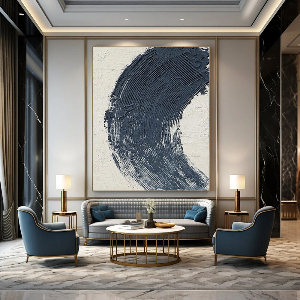 Dark Curved Stroke Art for Modern Home Library & Moody Coffeehouse DLZ1525