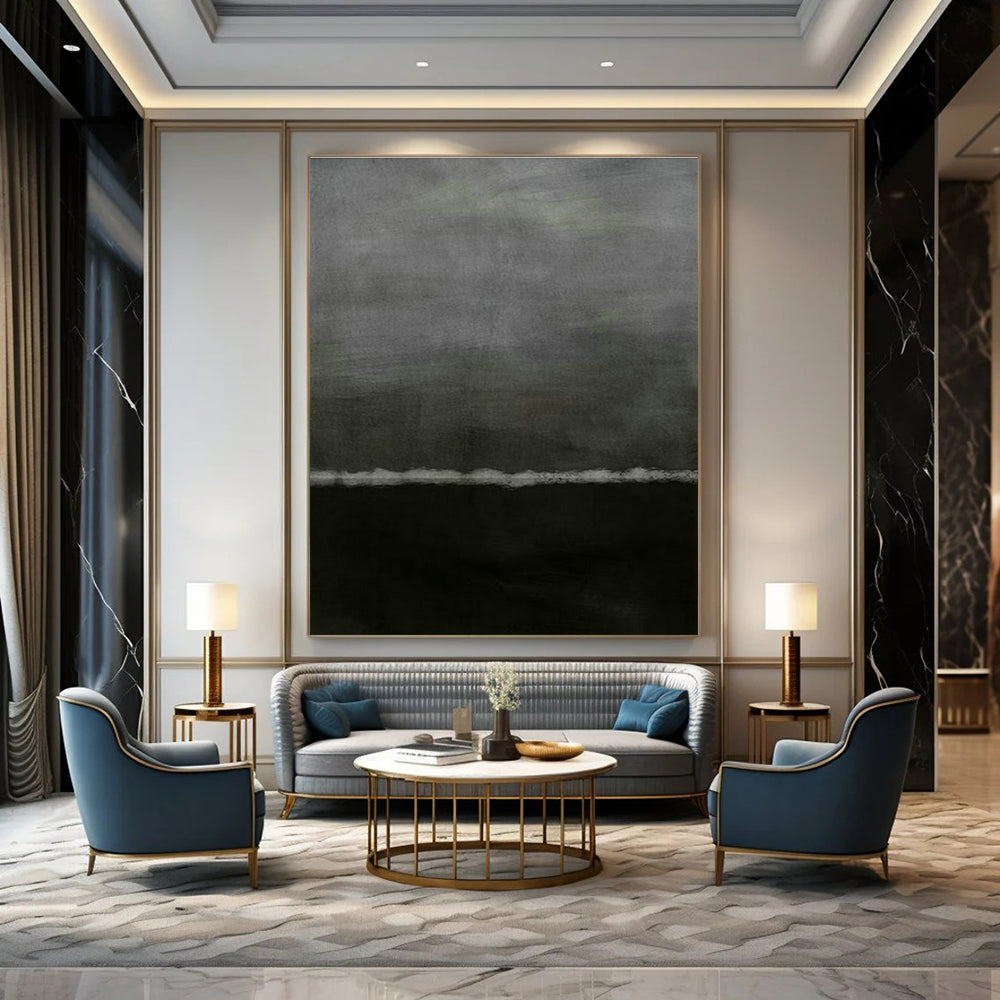Gray and Black Minimalist Abstract Art for Bedroom & Modern Studio Apartment DLZ1209