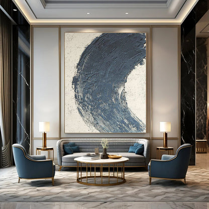 Deep Blue Arc Abstract Art for Luxury Hotel Lobby & Art - Lovers’ Study DLZ0663