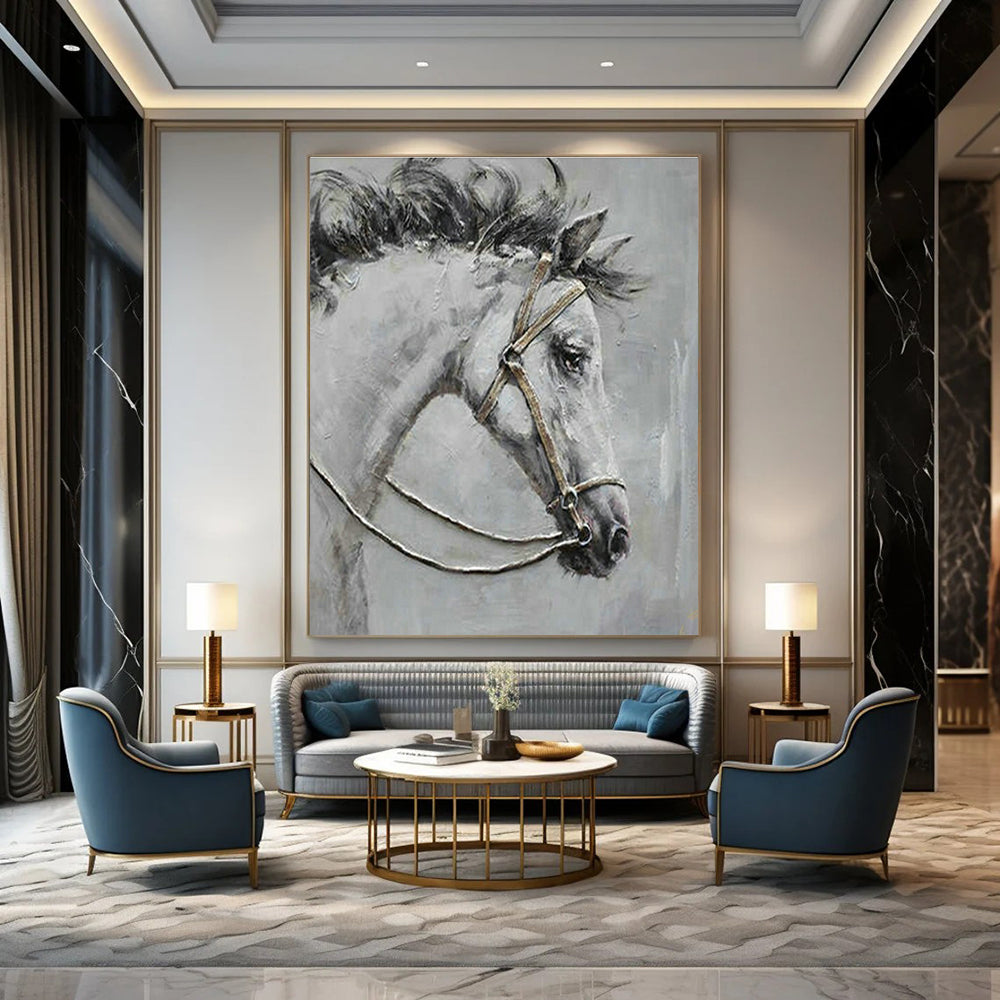 Horse Portrait Art for Equestrian Club & Classic Home Study DLZ2034