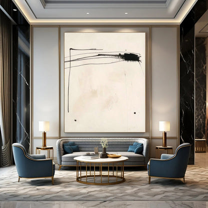 Ink - Style Abstract Art for Minimalist Asian Fusion Restaurant & Traditional Art Center DLZ1927