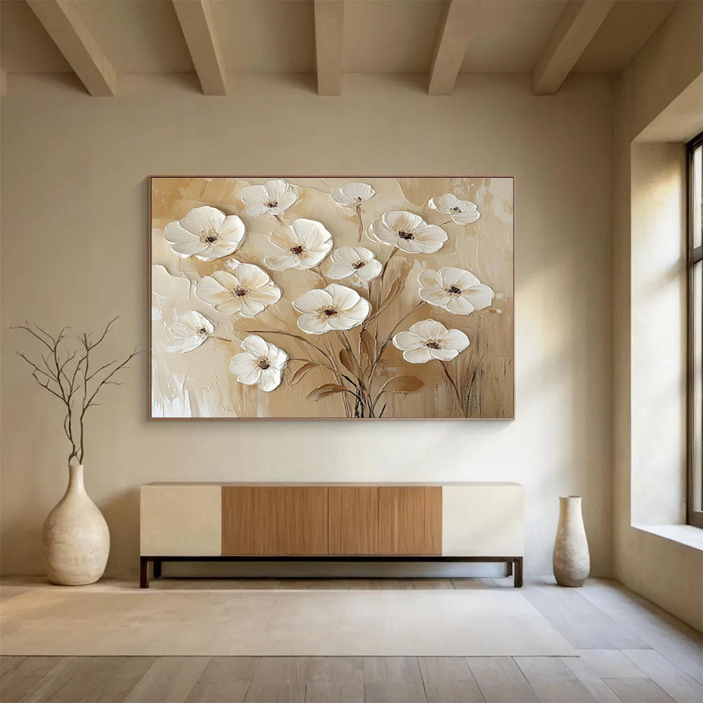3D Textured Floral Oil Painting for Living Room Elegant Decor DLZ2693
