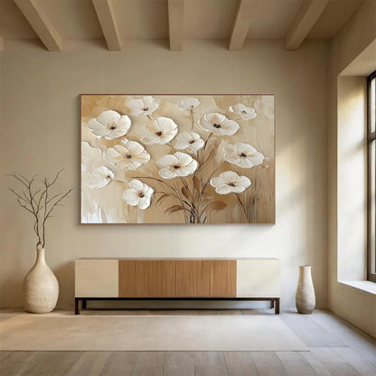 3D Textured Floral Oil Painting for Living Room Elegant Decor DLZ2693