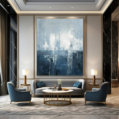 Blue - White Abstract Drip Art for Modern Spa & Coastal Home DLZ2045