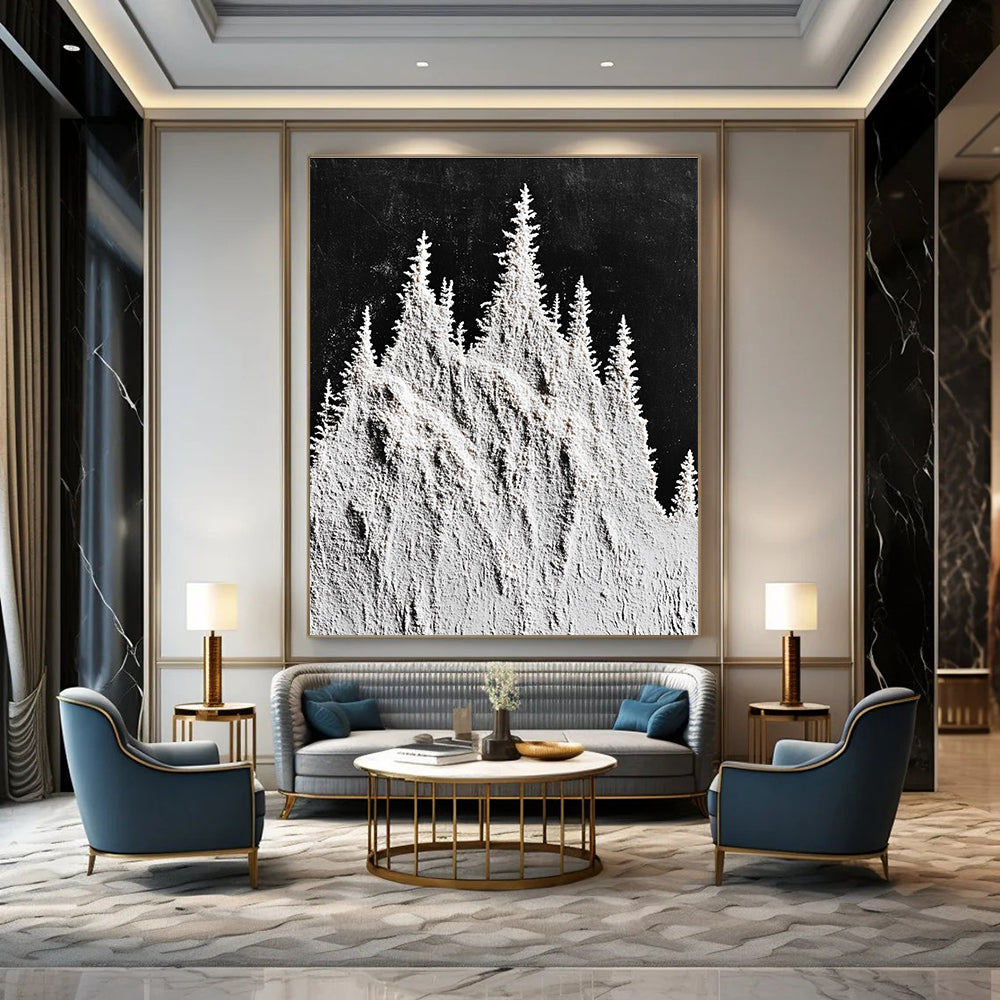 Flour - Shaped Trees Textural Landscape Art for Rustic Home & Cozy Home Reading Nook STSC1488