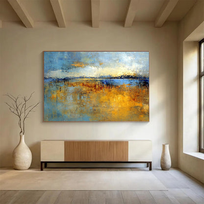 Blue and Gold Marshland Art for Nature - Inspired Office & Lakeside Café SC361