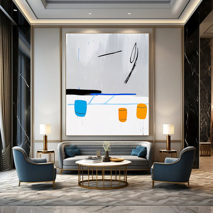 Abstract Shapes in Gray, Blue, and Orange Art for Modern Art Gallery & Creative Coworking Space STSC1347