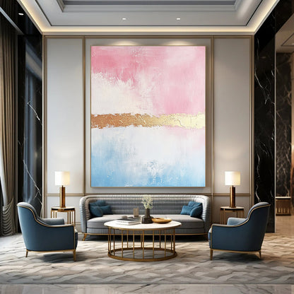 Pink and Blue Abstract with Gold for Bohemian - Style Bedroom & Chic Home Bar STSC454