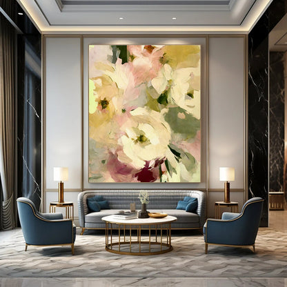 Soft - Toned Floral Abstract Art for Romantic Boudoir & Garden - Themed Teahouse DLZ1361