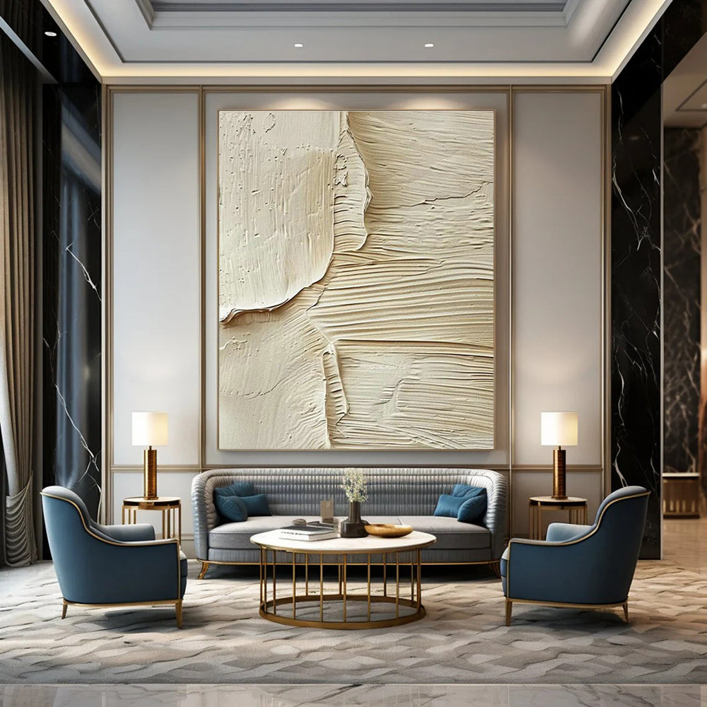 Beige Textured Art for Minimalist Home Entryway Walls DLZ0115