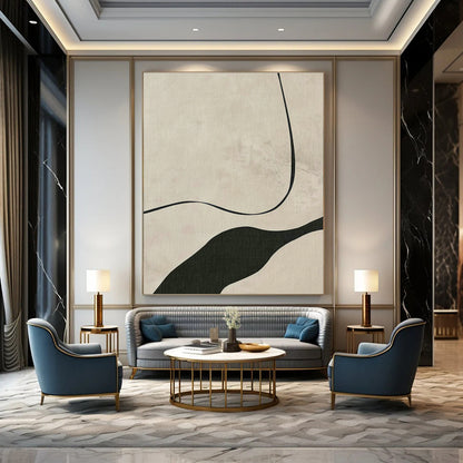 Curved Line Abstract Art for Minimalist Home & Modern Office DLZ1155