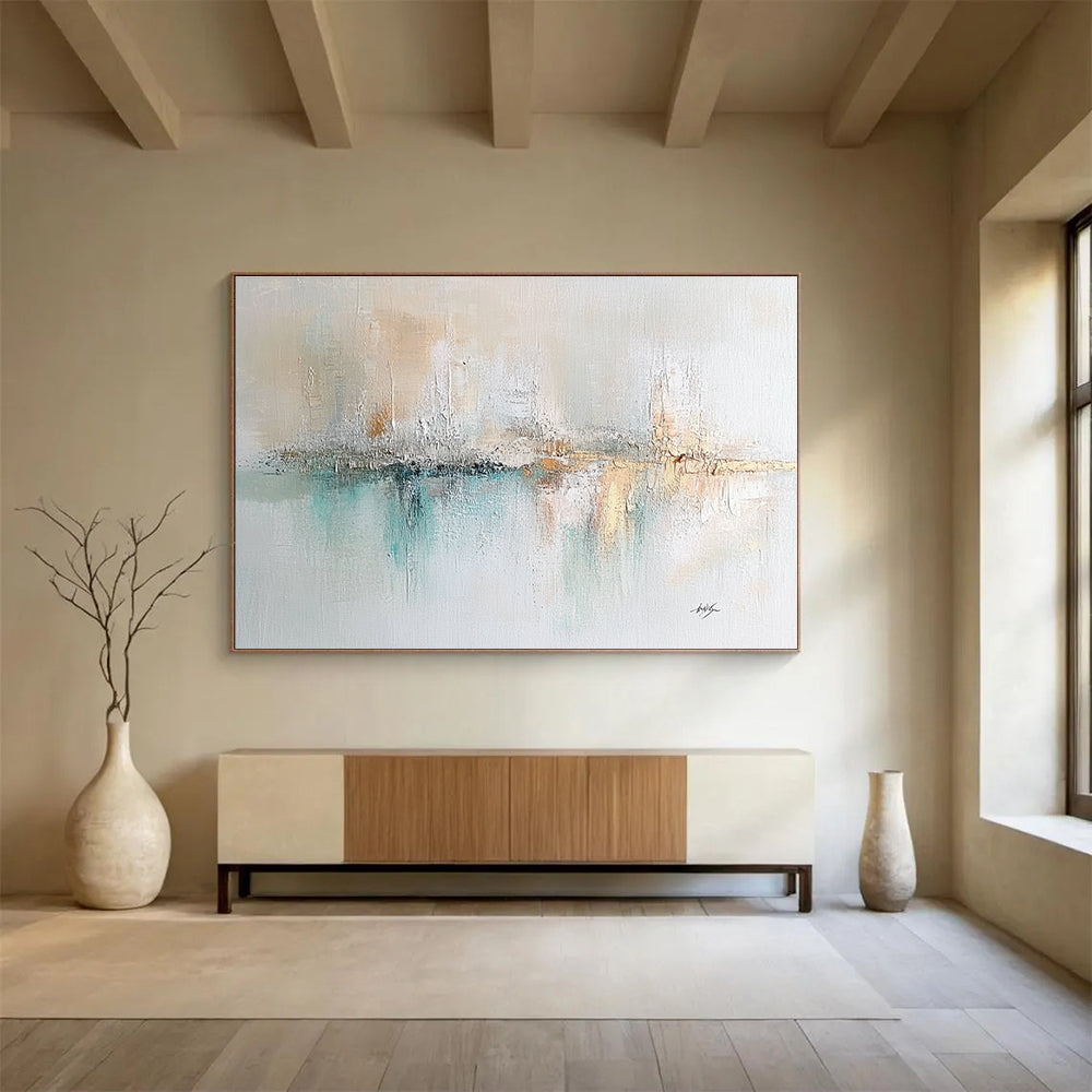 Light - Toned Abstract Landscape Art for Coastal Home Office & Serene Meditation Space SC208