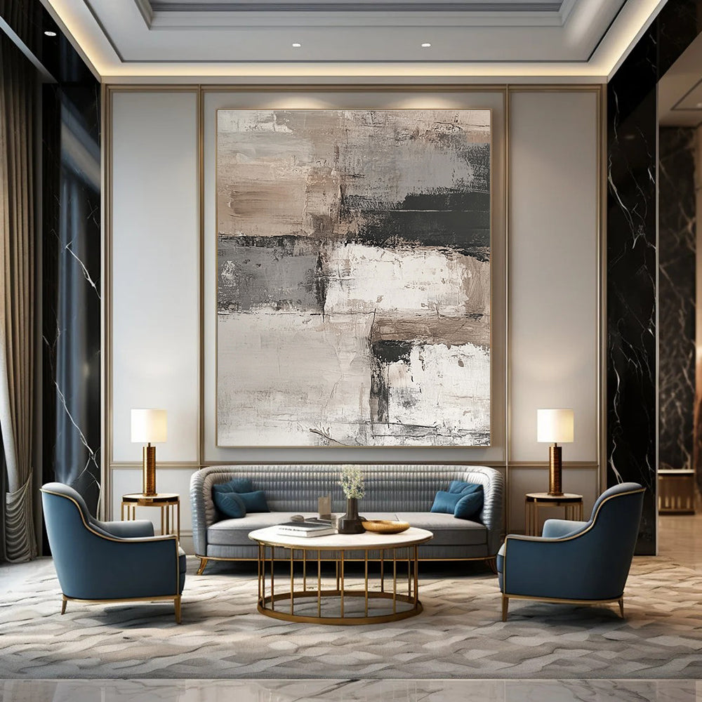 Layered Neutral Abstract for Contemporary Living Space & Art - Centric Workplace STSC269