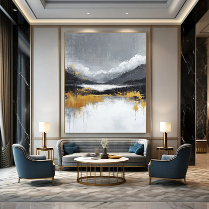 Gold - Touched Mountain Landscape for Sophisticated Home Library & Luxury Hotel Suite STSC224