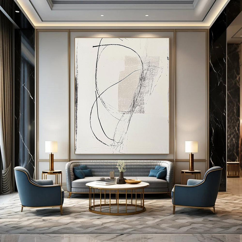 Black and White Abstract Lines for Modern Art Studio & Industrial - Style Loft STSC1256
