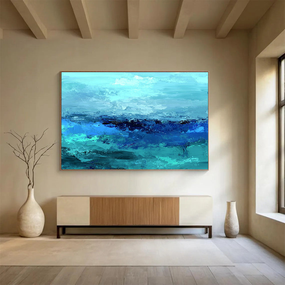 Turquoise Sea Abstract Art for Coastal Spa & Beachfront Villa SC035
