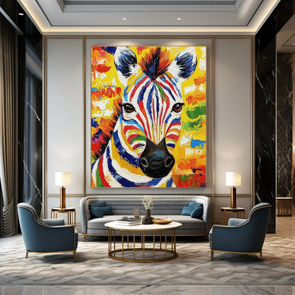 Vibrant Zebra Portrait for Exotic Animal - Themed Lounge & Bold Art Gallery STSC975