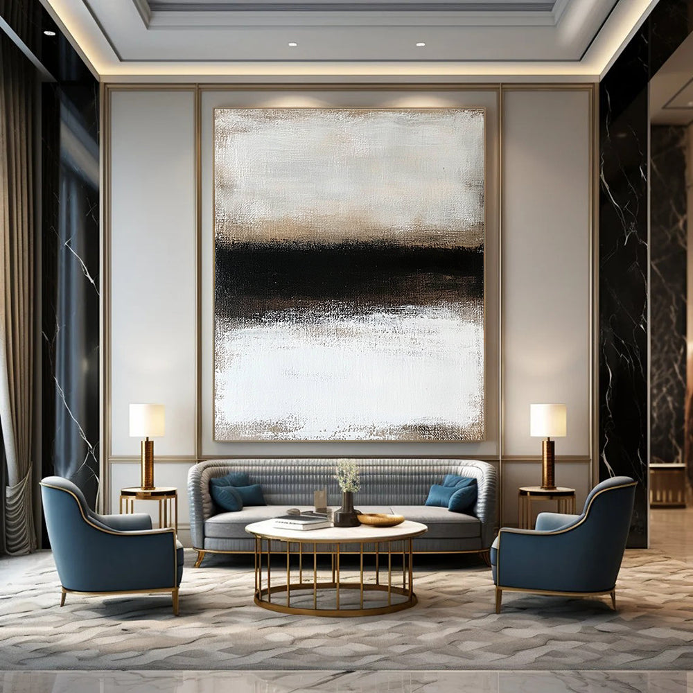 Monochromatic Abstract Divide for Minimalist Bedroom & Modern Office STSC630