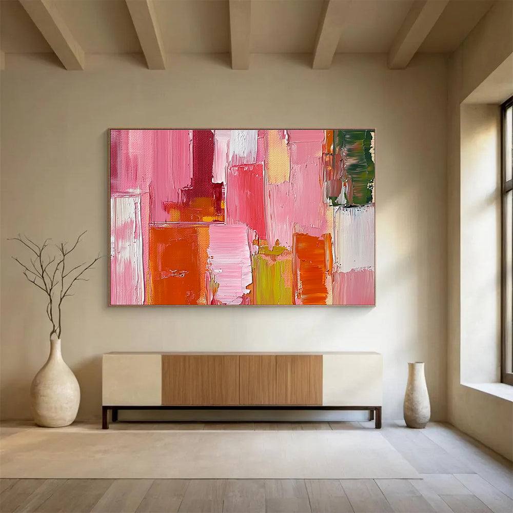 Pink Color Block Art for Trendy Women’s Fashion Boutique & Cheerful Girls’ Bedroom SC118