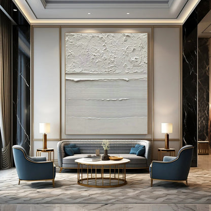 White Textured Abstract Art for Zen Meditation Space & High - End Hotel Lobby DLZ1452