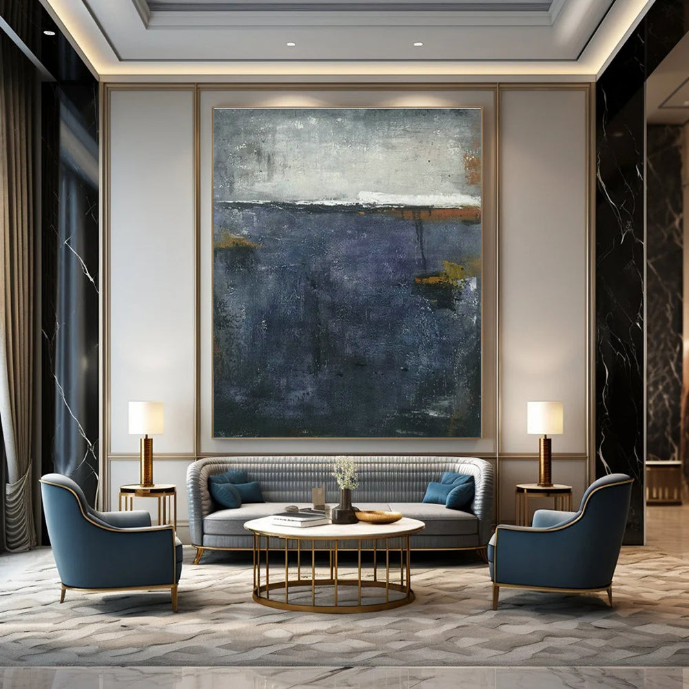 Gray - Blue Abstract Art for Minimalist Bedroom & Art Gallery Lounge DLZ1795