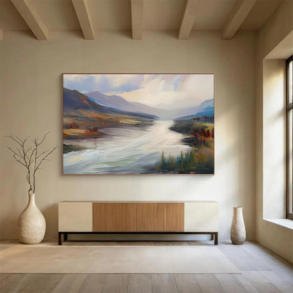 Landscape River Oil Painting for Rustic Living Room DLZ2853