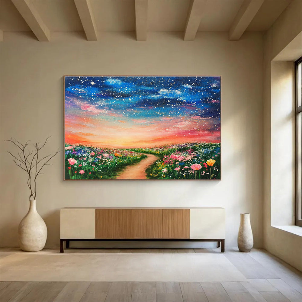 Colorful Flower Field Path Art for Garden - Themed Restaurant & Wedding Venue SC397