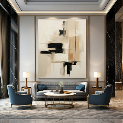 Neutral Geometric Abstract Art for Minimalist Office Reception & Scandinavian Living Room DLZ0843