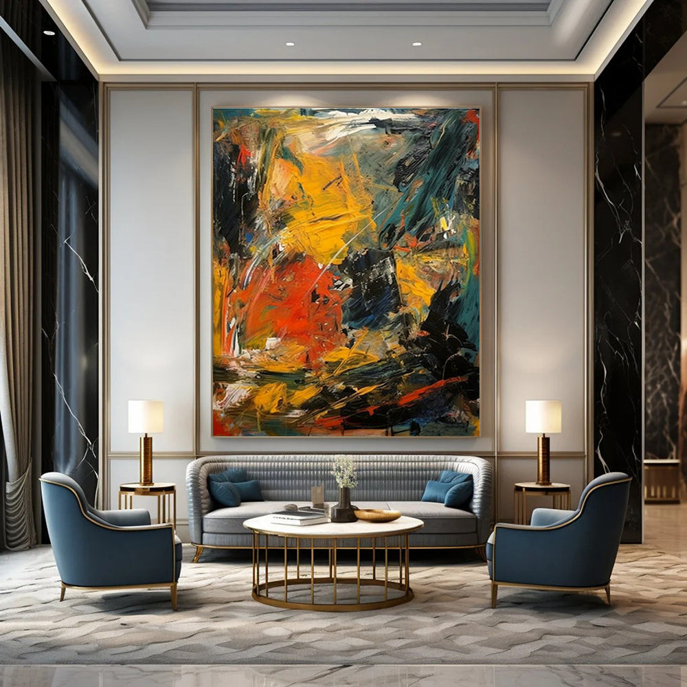 Frenetic Color Abstract Art for Rock - Themed Music Studio & Bold Art Pop - Up DLZ1568