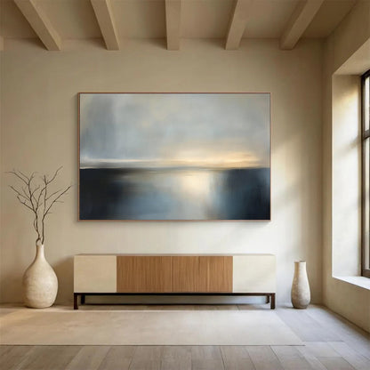 Gray Sea Horizon Art for Nautical Museum & Calm Meditation Space SC079