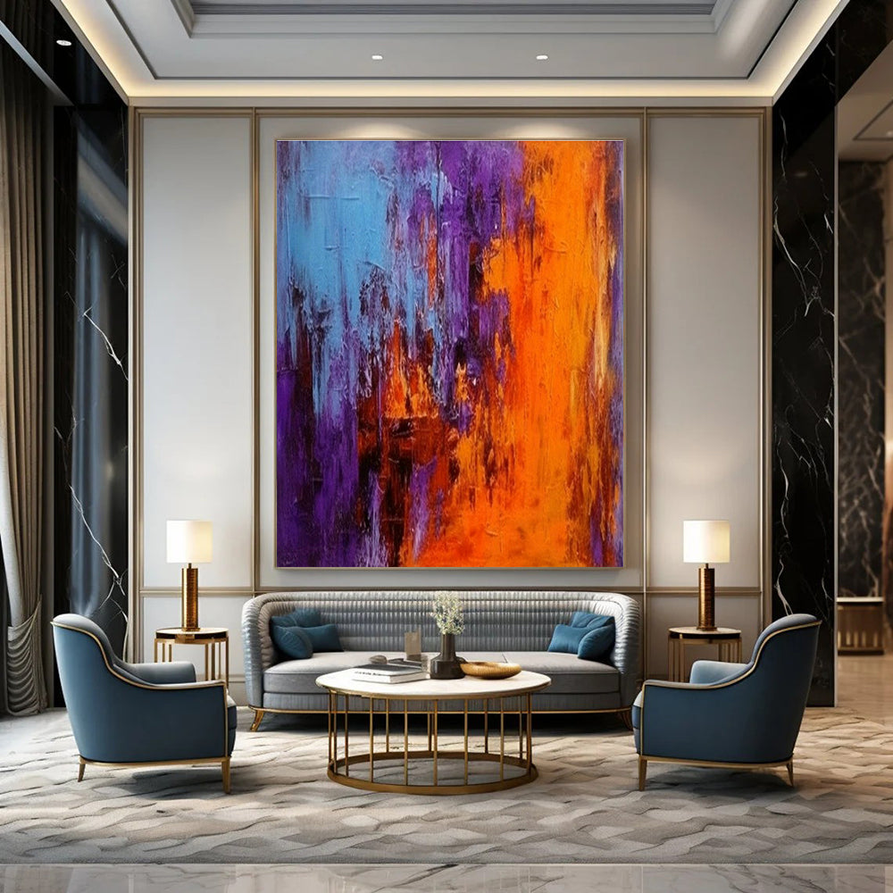Purple - Orange Abstract Art for Trendy Nightclub & Bold Art Installation Space DLZ1929