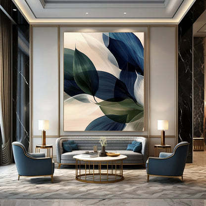Nature - Inspired Blue - Green Leaves Art for Sunroom & Living Room STSC685