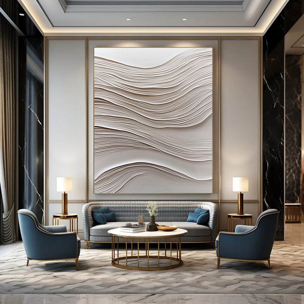 White Wavy Textures for Minimalist Bedroom & Contemporary Art Exhibition STSC965