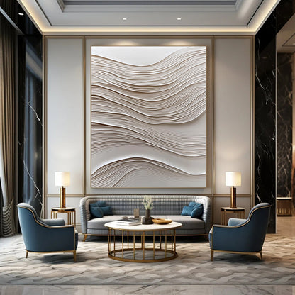 White Wavy Textures for Minimalist Bedroom & Contemporary Art Exhibition STSC965
