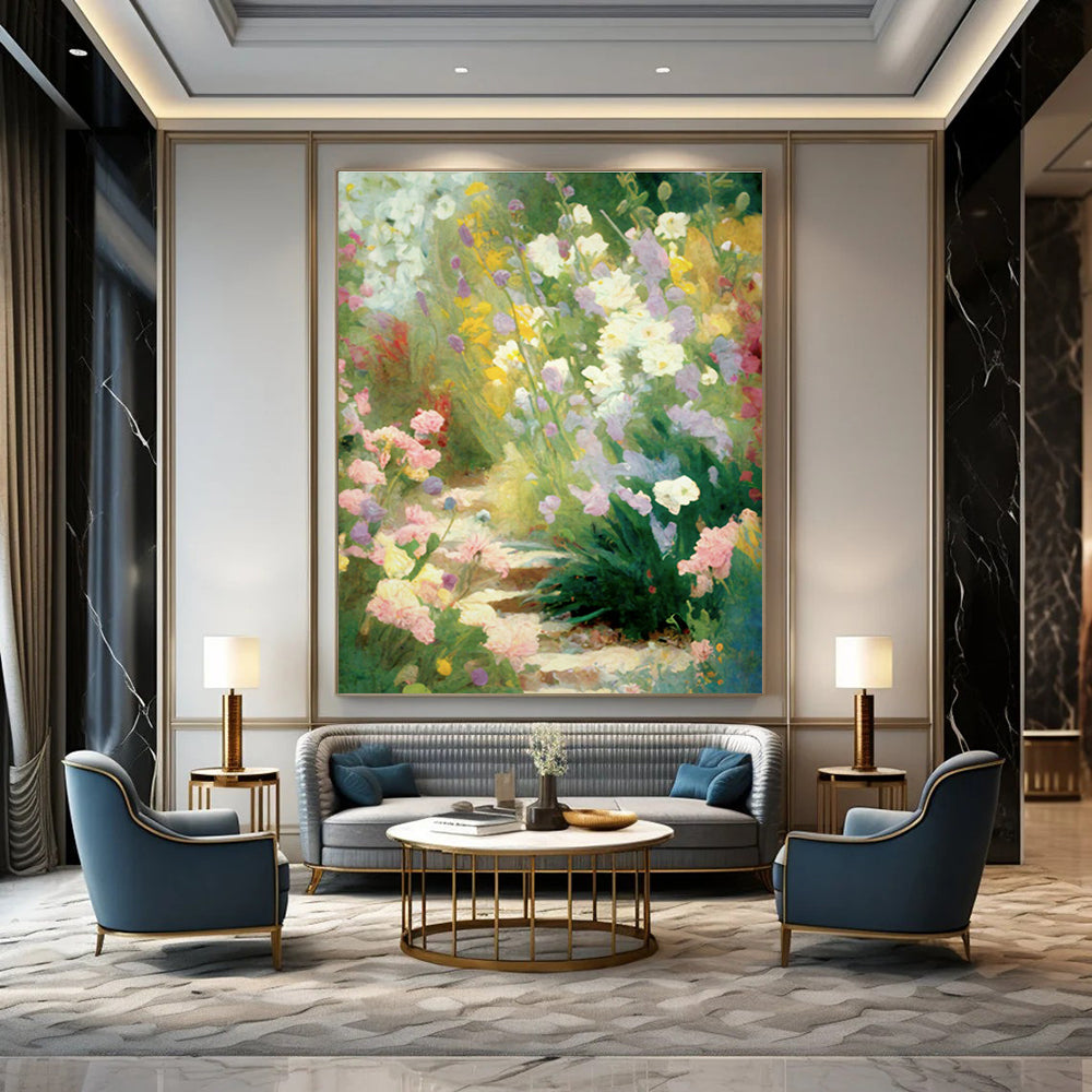 Flower - Filled Garden Landscape Art for Country Cottage & Botanical Spa DLZ1363