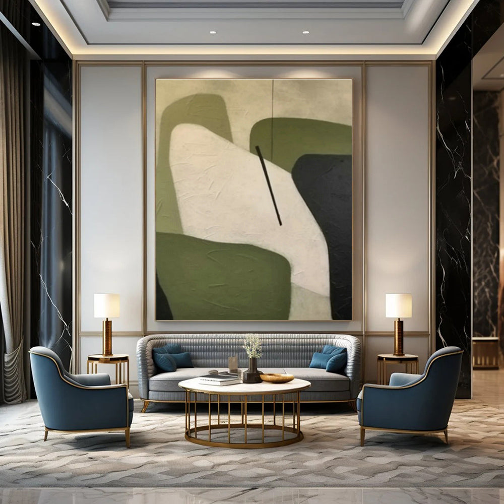 Green - White Geometric Abstract for Nordic - Style Living Room & Minimalist Office DLZ0900