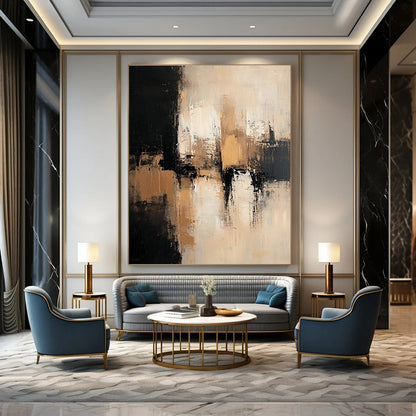 Gold and Black Abstract Strokes for Luxury Hotel Room & Upscale Restaurant STSC775