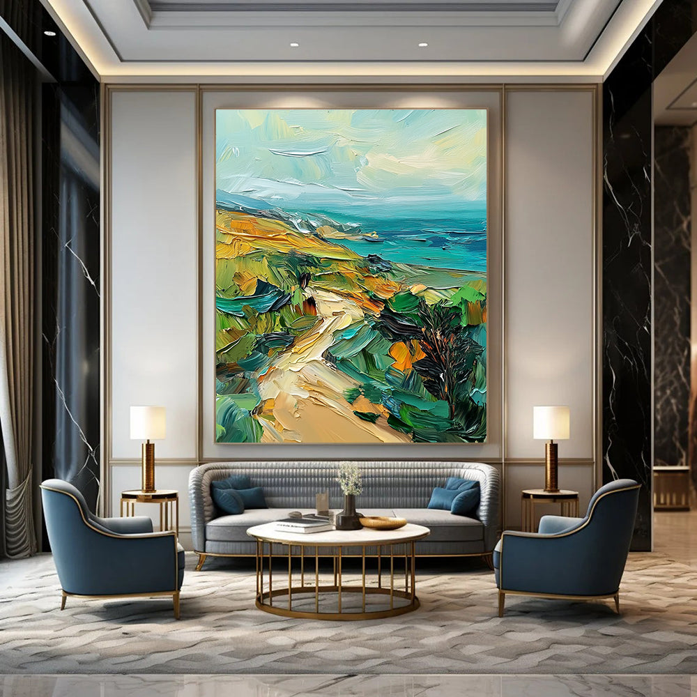 Textured Coastal View Art for Beach House & Caf茅 STSC082