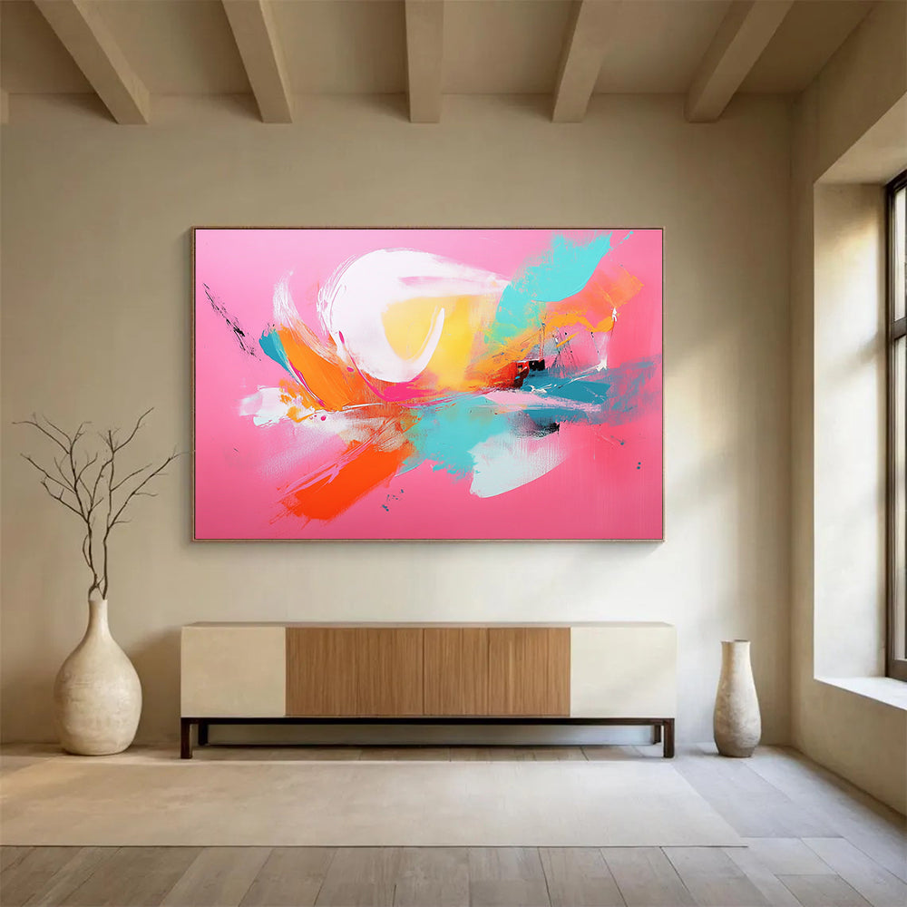 Pink - Colored Abstract Burst Art for Fashion Boutique & Modern Dining Room SC224