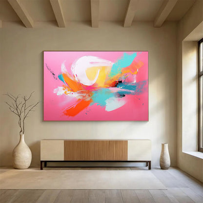 Pink - Colored Abstract Burst Art for Fashion Boutique & Modern Dining Room SC224