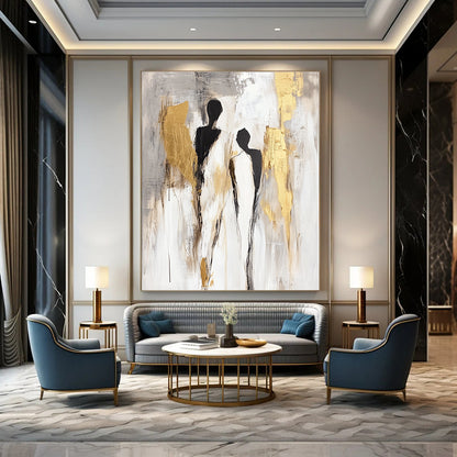 Abstract Figures with Gold Accents for Modern Living Room & Luxury Hotel Suite STSC440