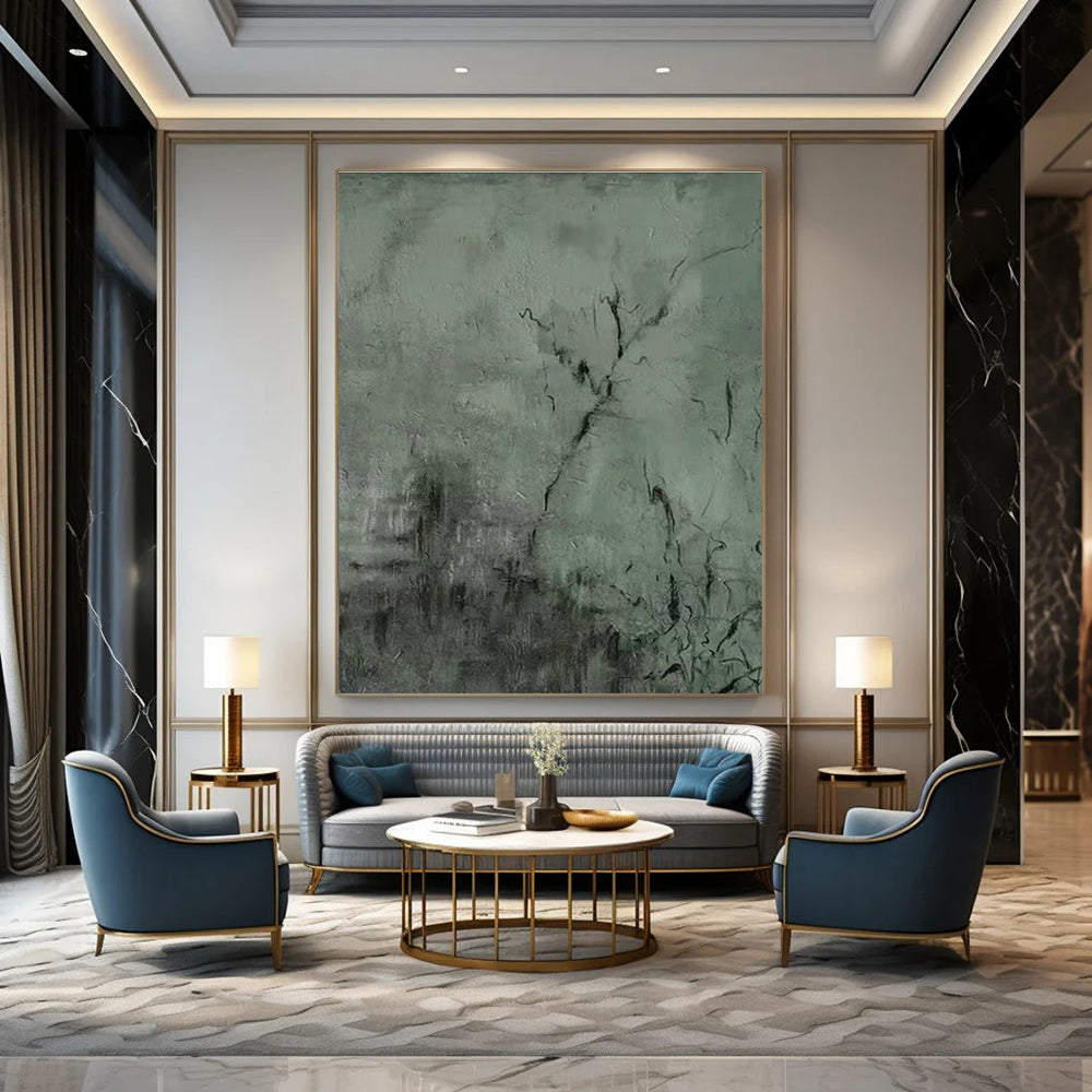 Dark Green Textured Abstract Art for Industrial Loft & Art Gallery DLZ1212